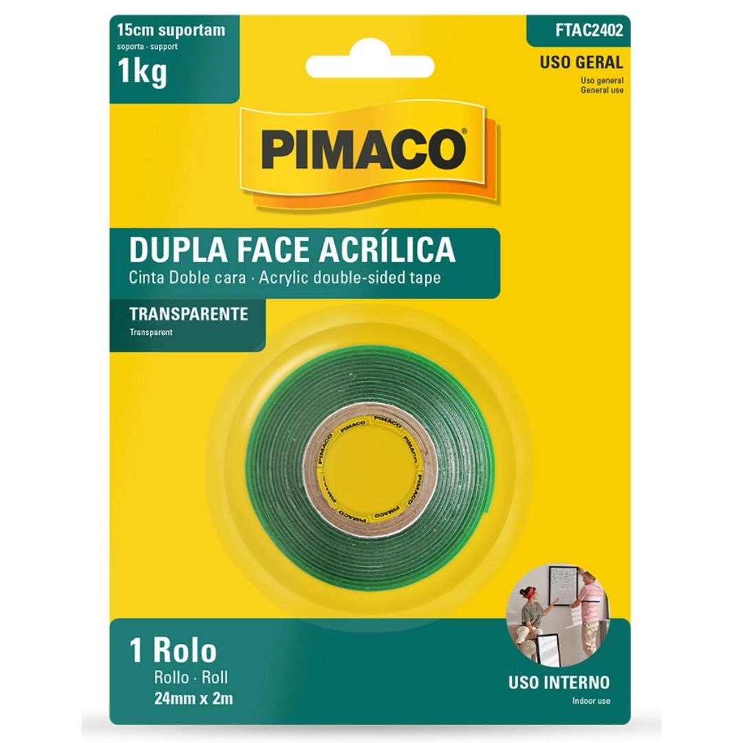 FITA DUPLA FACE ACRÍLICA 24MMX2M PIMACO 600GR VD