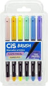 CANETA DUAL BRUSH CIS 6 CORES TONS PASTEIS