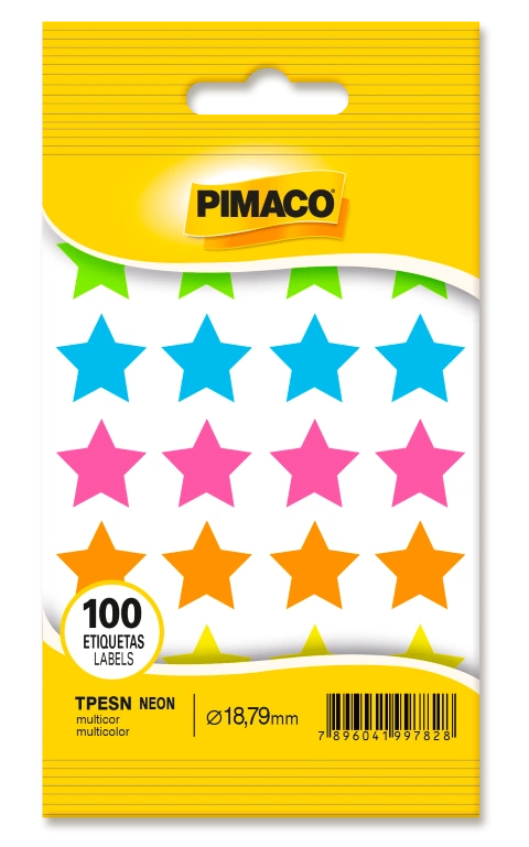 ETIQUETA ADESIVA TP ESTRELA PIMACO 5FLS.C/100 NEON