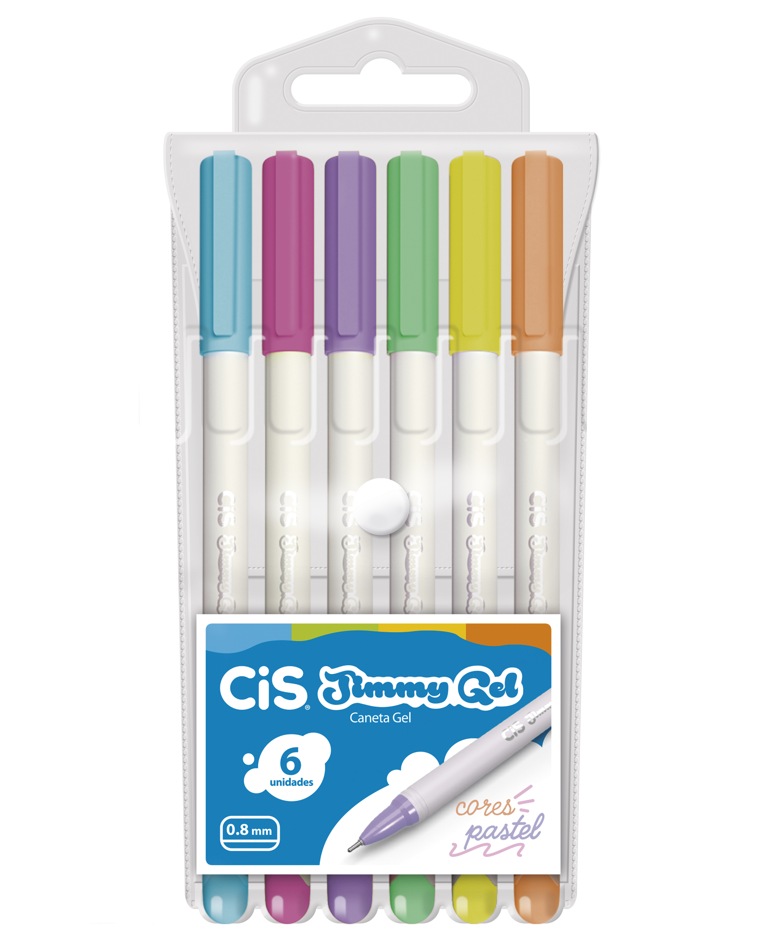 CANETA JIMMY GEL 0,7 CIS C/6 CORES PASTEL