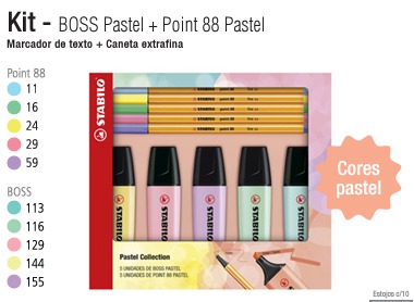 KIT STABILO PASTEL C/10 - 5 BOSS E 5 POINT 88