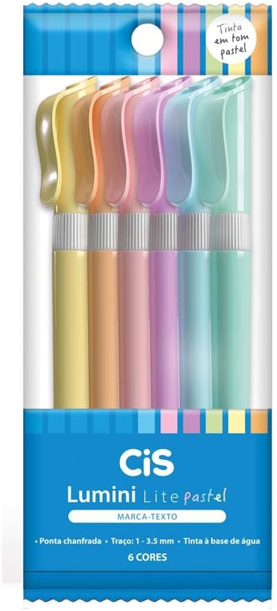 MARCA TEXTO CIS LUMINI LITE PASTEL C/6 SORTIDO