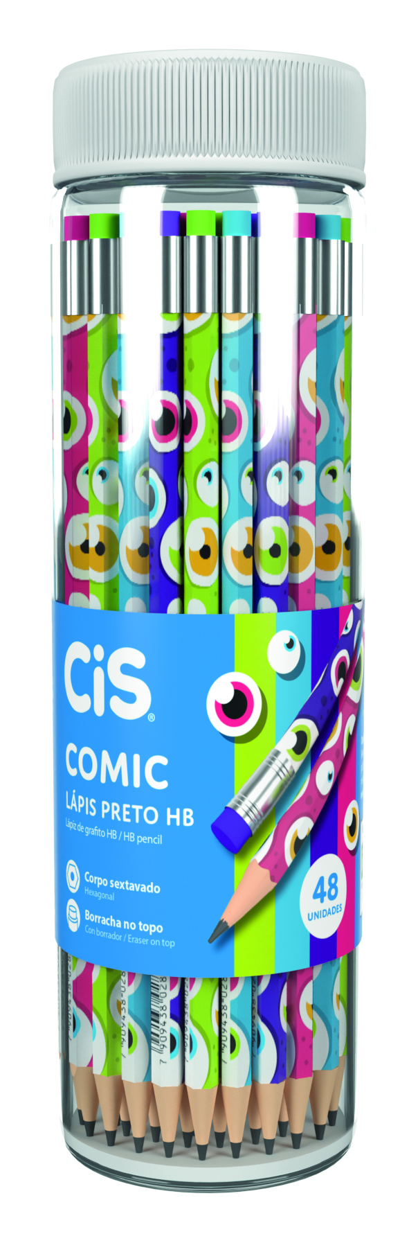 LÁPIS PRETO COMIC HB C/BORRACHA CIS C/48