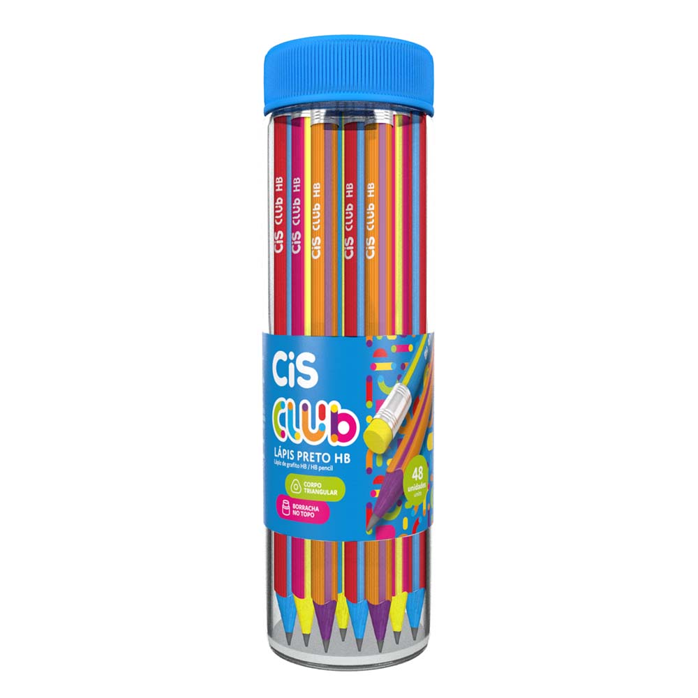 LÁPIS PRETO GRAFITE CLUB CIS C/BORRACHA C/48