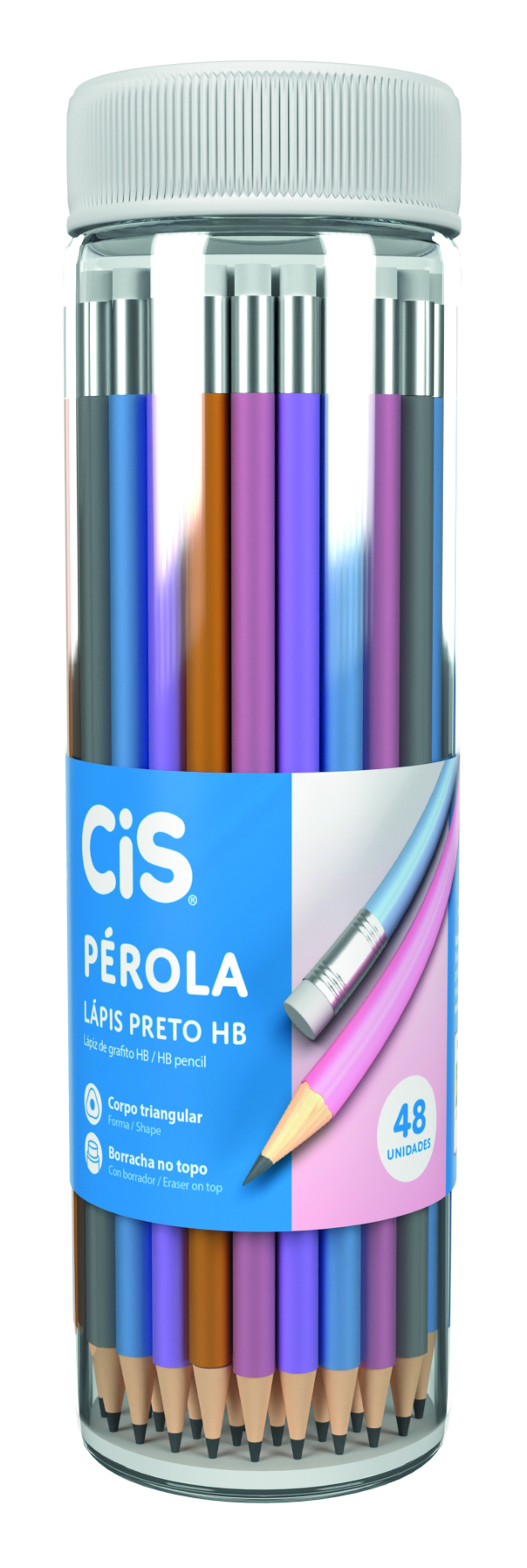 LÁPIS PRETO PEROLA HB C/BORRACHA CIS C/48