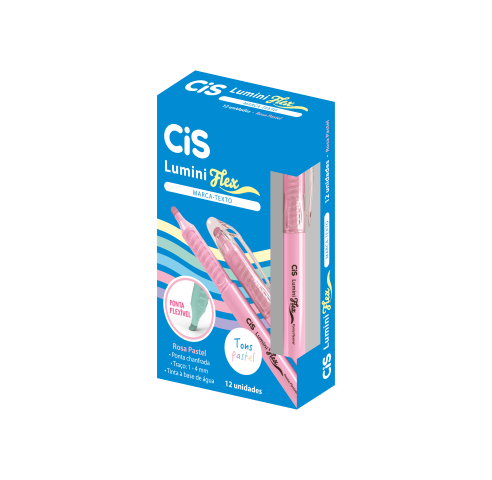 MARCA TEXTO CIS LUMINI FLEX C/12 ROSA PASTEL