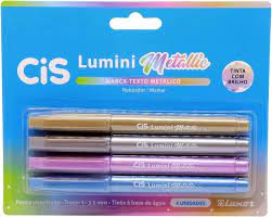 MARCA TEXTO CIS LUMINI METALLIC BLISTER C/4 SORTID