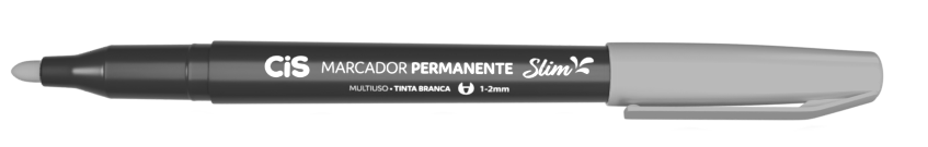 MARCADOR PERMANENTE SLIM CIS C/6 METÁLICO PRATA