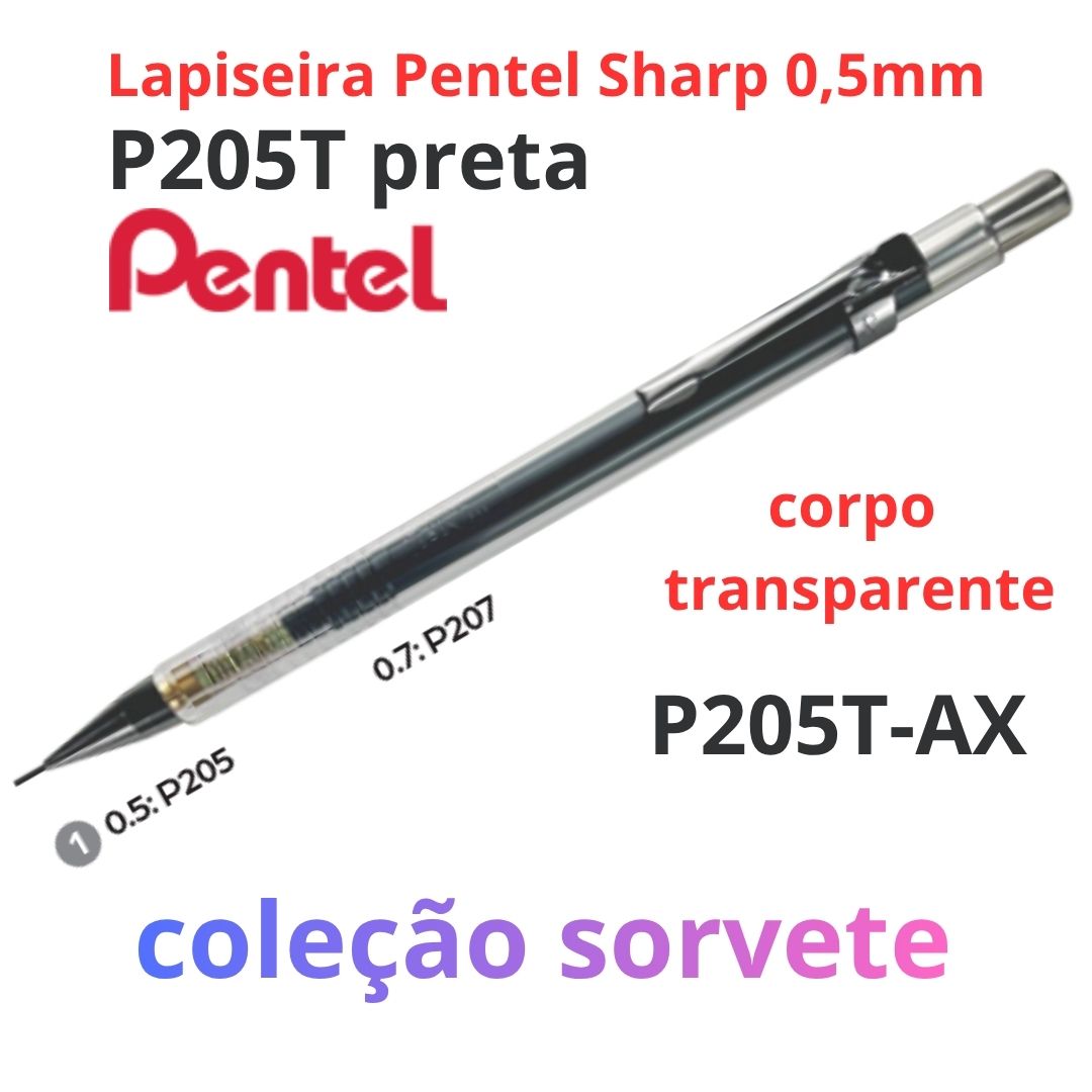 LAPISEIRA 0,5 SHARP PENTEL SORVETE P205T-AX PRETA
