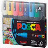 MARCADOR MULTIUSO POSCA UNI C/8 CORES BASICAS PC5M