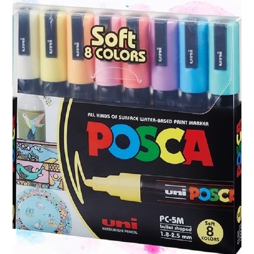 MARCADOR MULTIUSO POSCA UNI C/8 CORES PASTÉIS PC5M