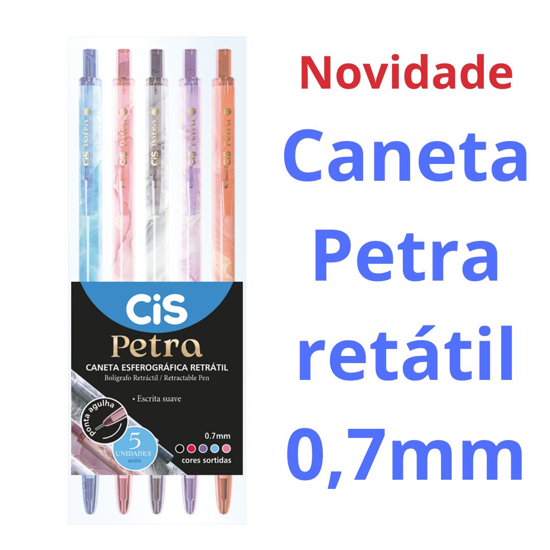 CANETA CIS PETRA RETRÁTIL 0,7MM ESTOJO C/5