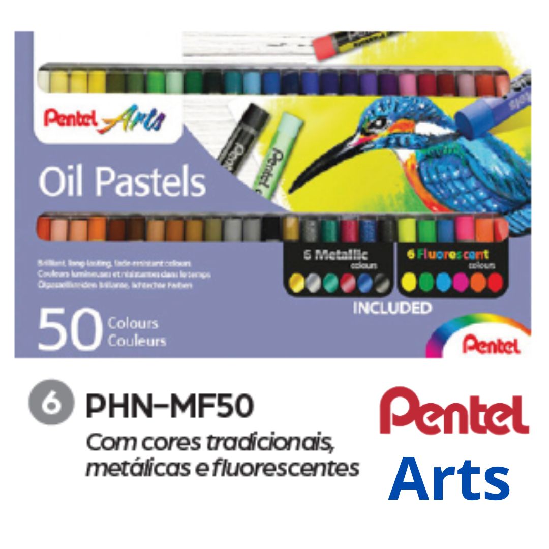GIZ PASTEL OLEOSO PENTEL C/50 NORMAIS, METAL. E FL