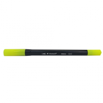 CANETA BISMARK DUALTIP BRUSH 055 AMARELO NEON