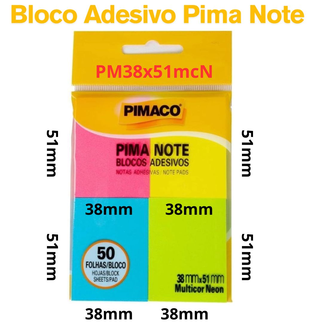 BLOCO ADESIVO 38X51 PIMACO 50FLS MULTNEON