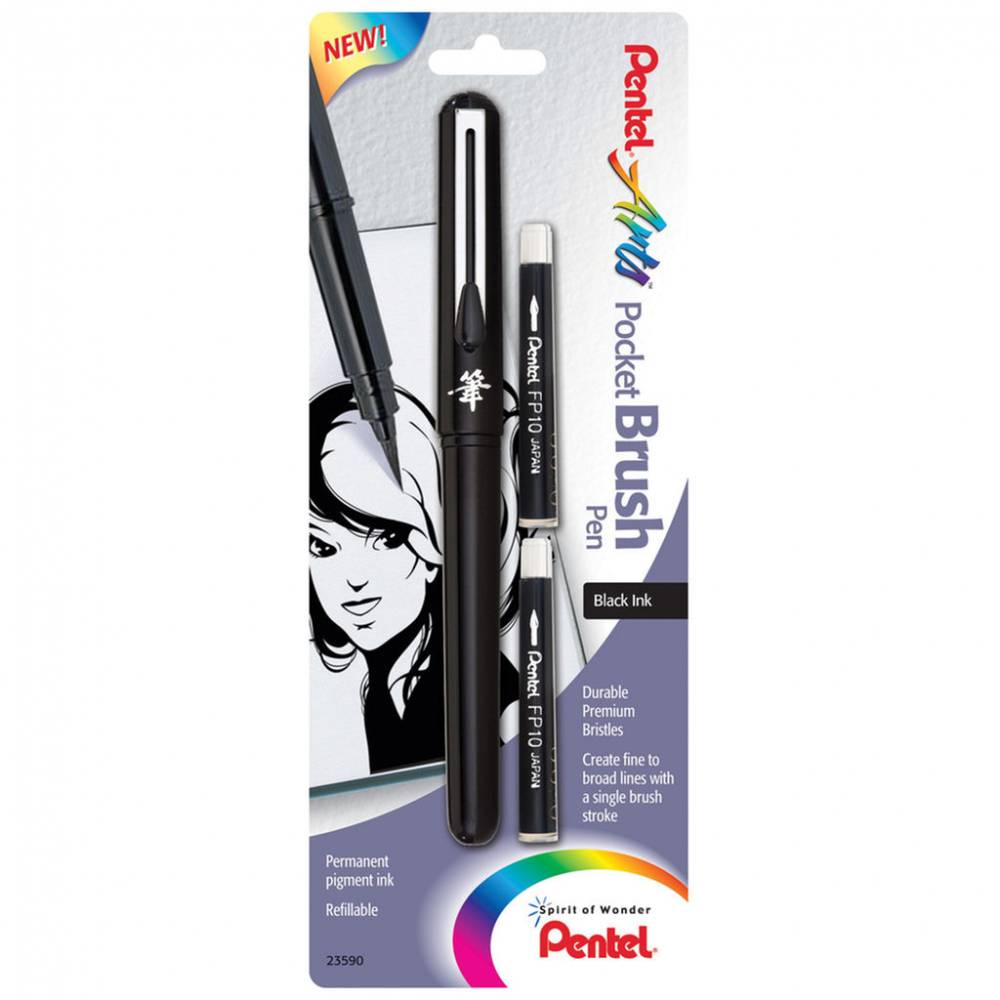 CANETA PINCEL POCKET BRUSH PENTEL COM 02 REFIL