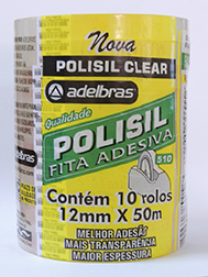 FITA POLISIL CLEAR TP 12MMX50M C/10 ADELBRAS