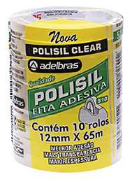 FITA POLISIL CLEAR TP 12MMX65M C/10 ADELBRAS