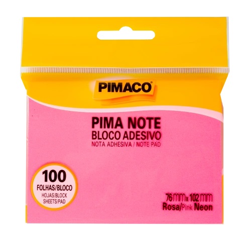 BLOCO ADESIVO 76X102 PIMACO 100FLS ROSA NEON