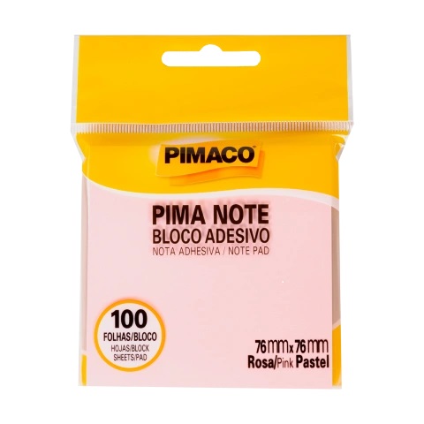 BLOCO ADESIVO 76X76 PIMACO 100FLS ROSA PASTEL