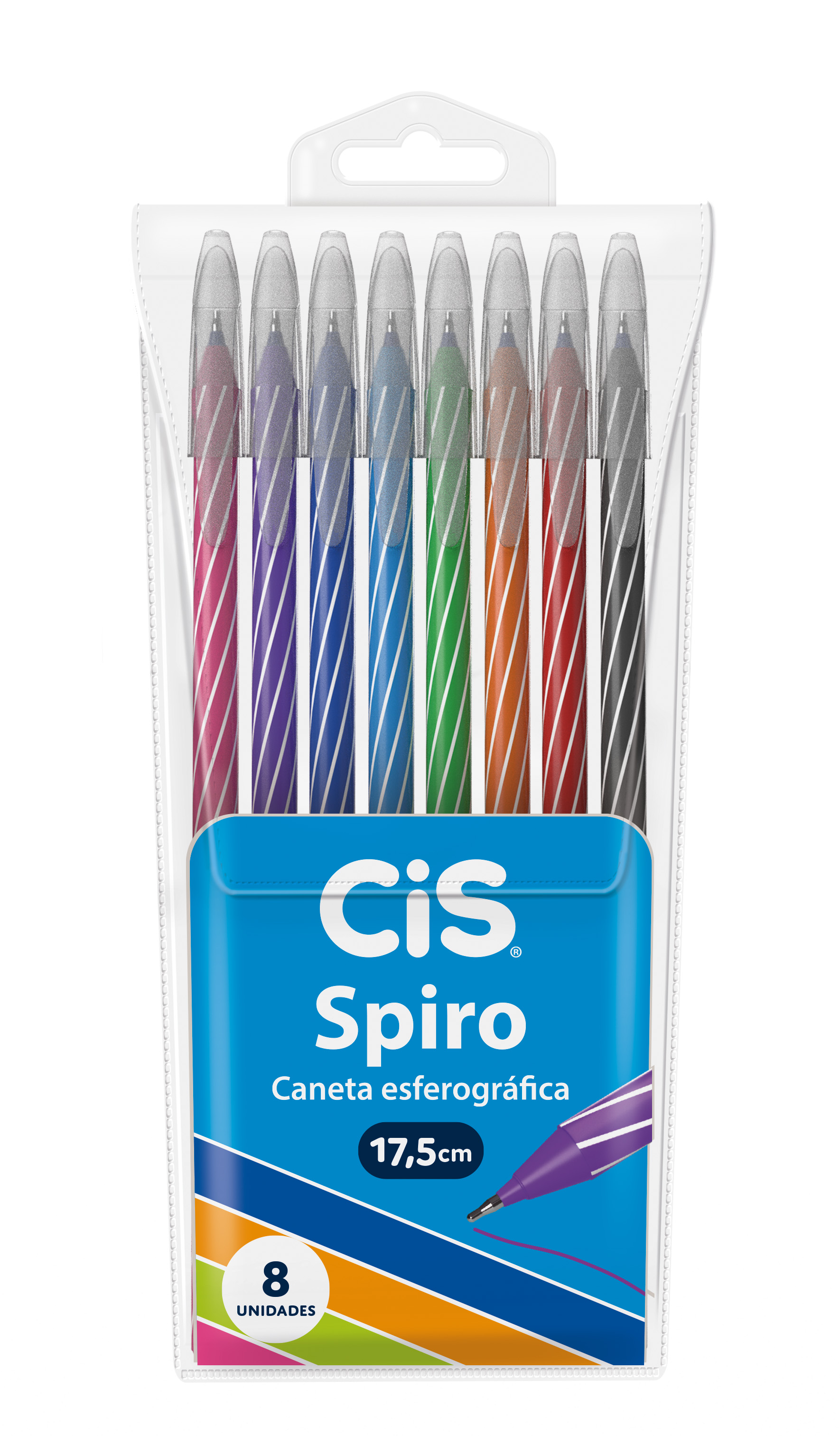 CANETA SPIRO 0,7 CIS BLISTER C/8 SORTIDA