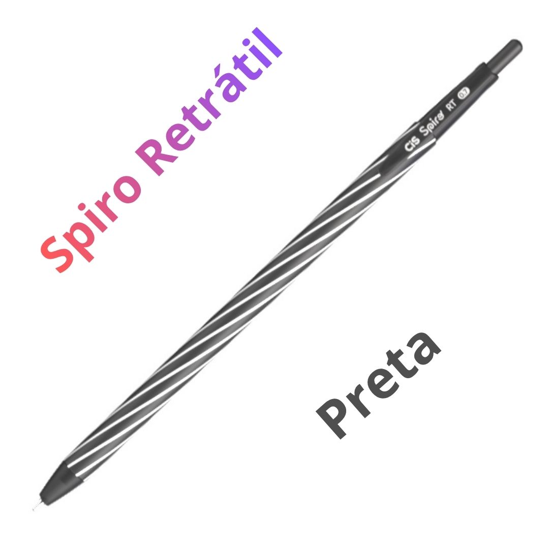 CANETA SPIRO RT 0,7 CIS RETRÁTIL C/12 PRETA