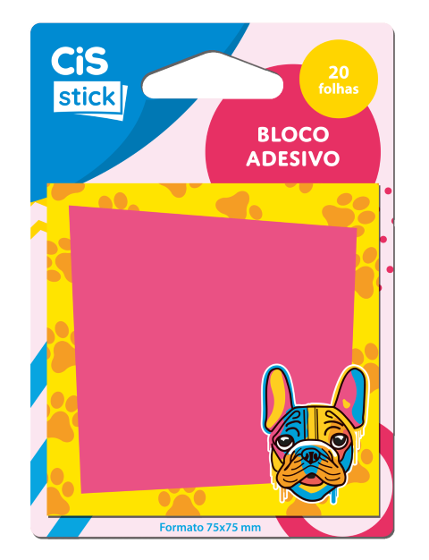 BLOCO ADESIVO 75X75 C/20 STICKY NOTES CACHORRO