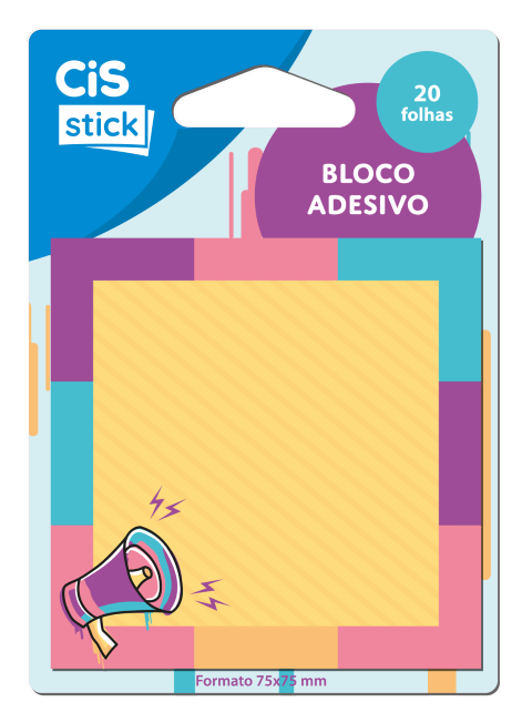 BLOCO ADESIVO 75X75 C/20 STICKY NOTES MEGAFONE