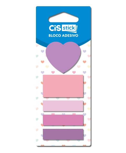 BLOCO ADESIVO 5 MODELOS C/20 STICKY NOTES CORAÇÃO