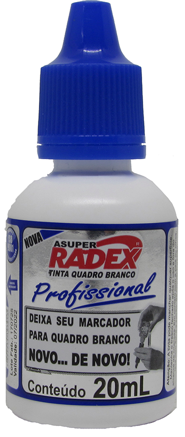 TINTA P/MARCADOR QUADRO BRANCO 20ML RADEX C/12 AZ