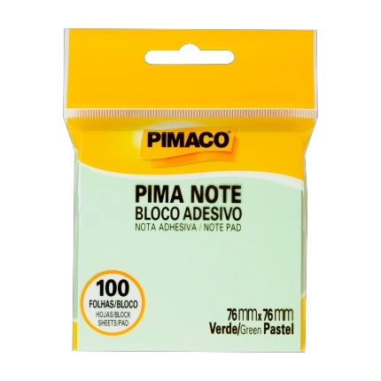 BLOCO ADESIVO 76X76 PIMACO 100FLS VERDE PASTEL