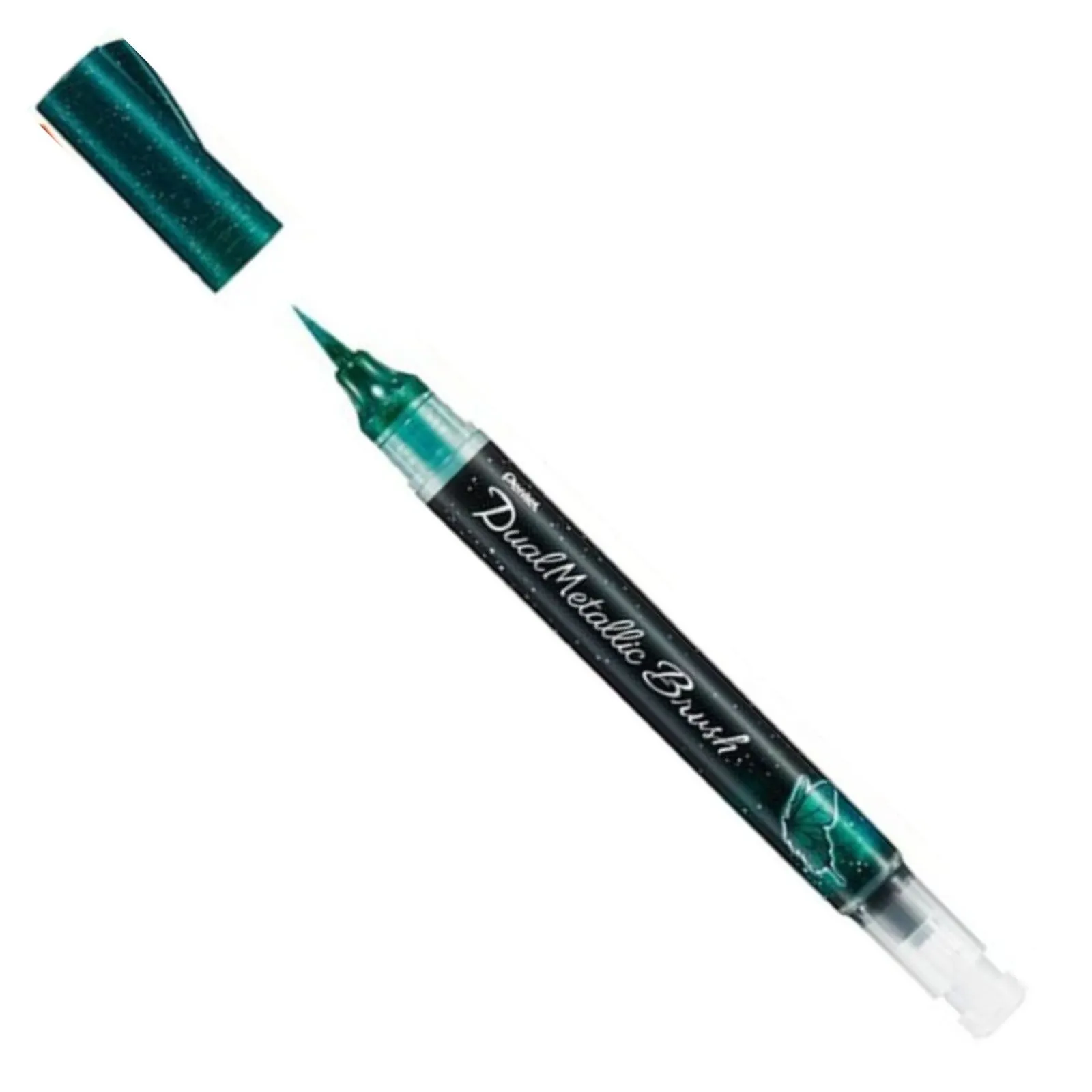 CANETA DUAL METALLIC BRUSH PENTEL VD+AZ METALICO