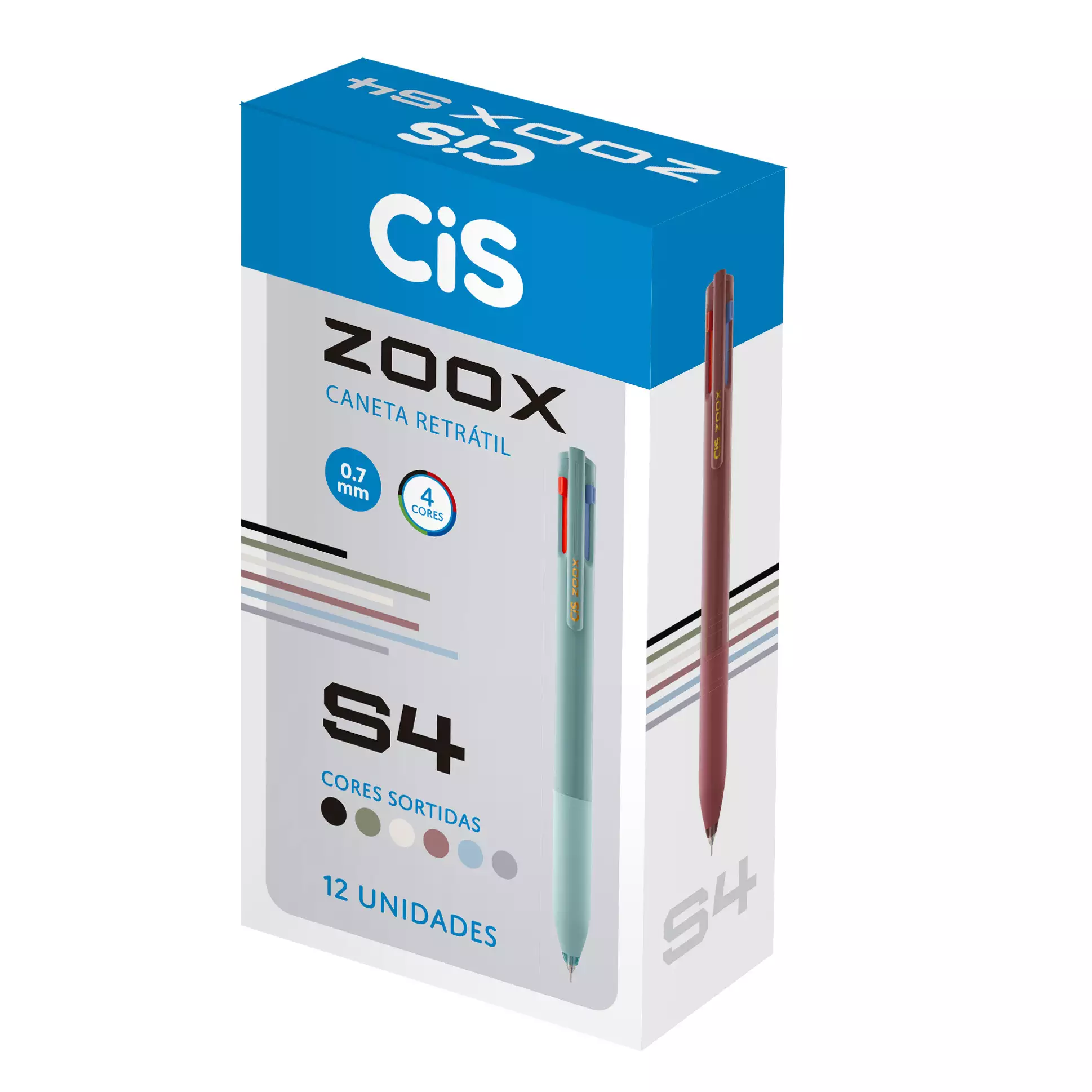 CANETA CIS ZOOX S4 4X1 0,7 CX C/12 SORTIDO