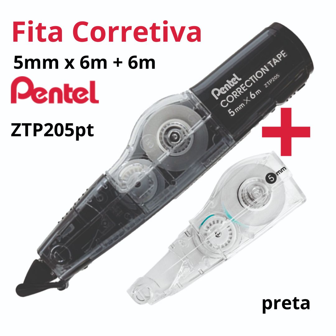 FITA CORRETIVA PENTEL C/1 REFIL PRETA ZTP205AWST2