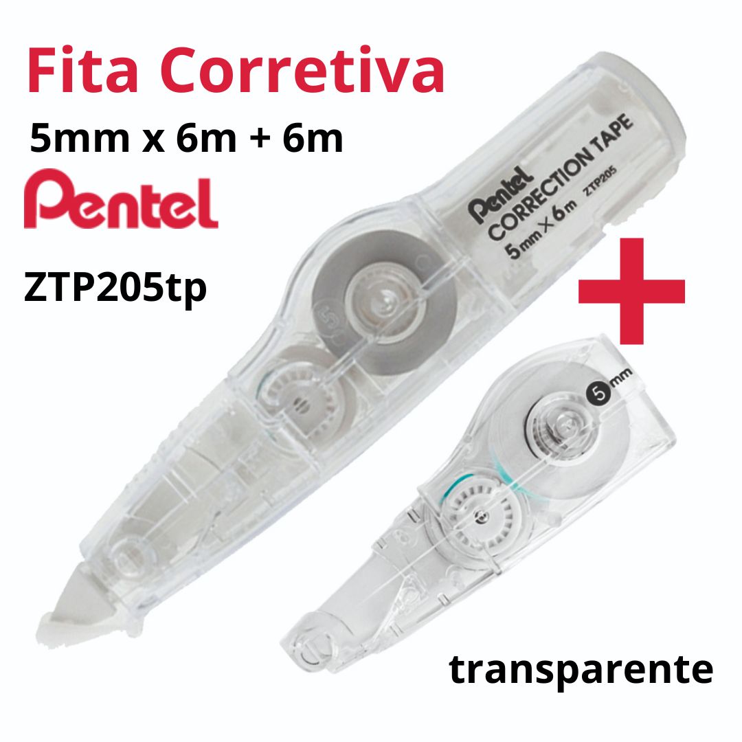 FITA CORRETIVA PENTEL C/1 REFIL TRANSP. ZTP205TWST